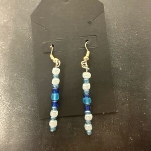 Chic Blue and Silver Beaded Earrings